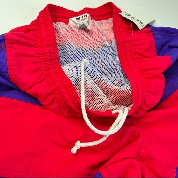 New Vintage MTO Sport Red & Purple Wide Striped Pockets Board Shorts Swim Shorts - Picture 6 of 14